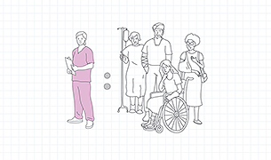 Illustration of nurse with patients