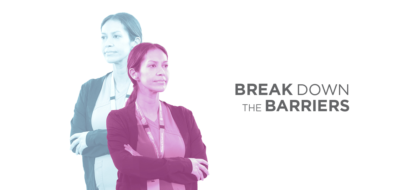 MHAM Landing Page image with the text "break down the barriers"